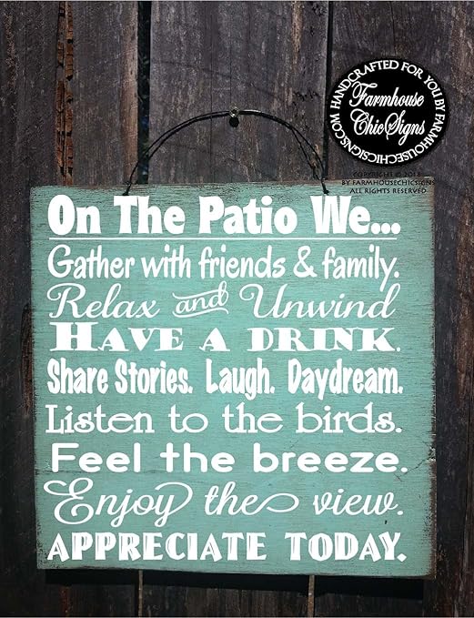 Amazon Com Woodsigns Qmsing Patio Rules Patio Sign Patio Decor