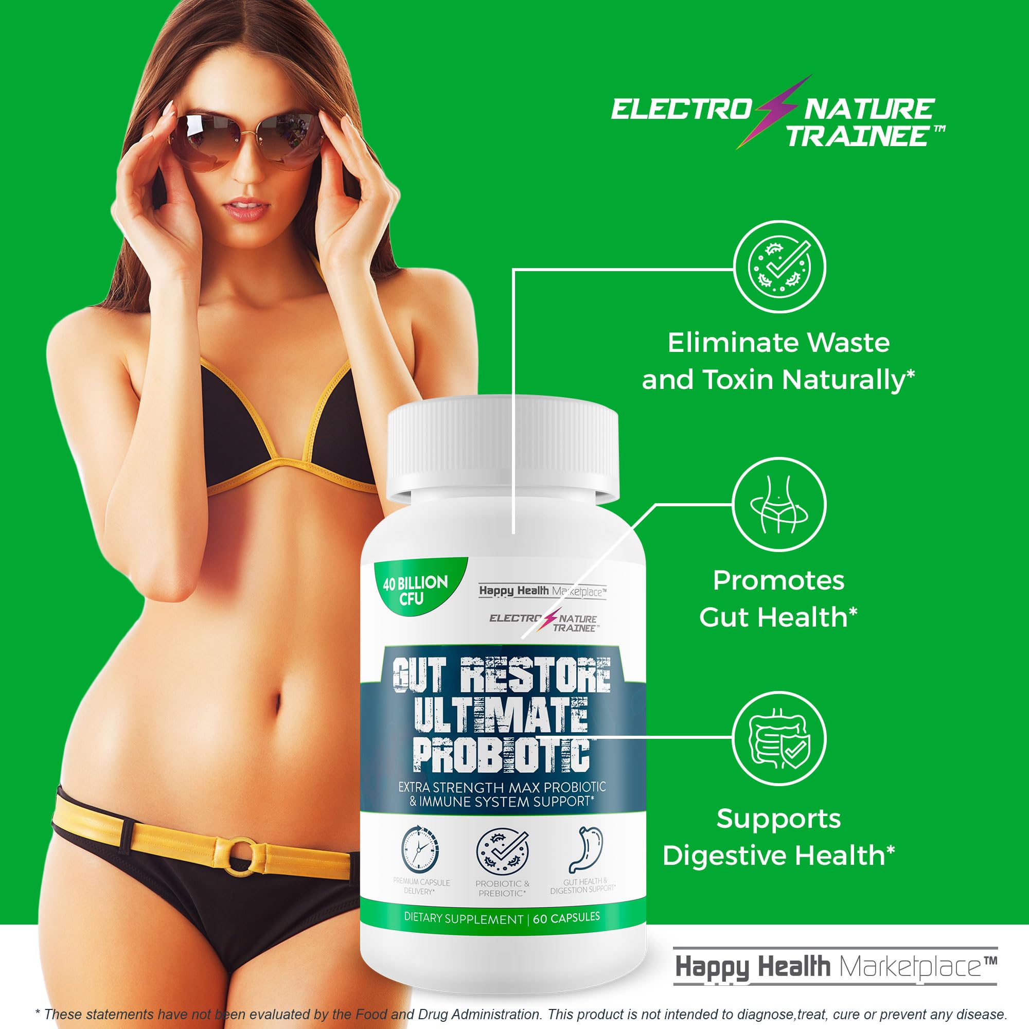 Gut Restore Ultimate Probiotic - Restore Your Health and Body Balance with Probiotics - Natural Immune Support - Balance Blood Health - Improved Energy - Improved Mood