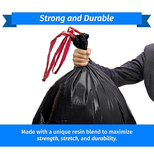 RELI. 39 GALLON TRASH BAGS DRAWSTRING (100 COUNT) LARGE 39 GALLON HEAVY DUTY DRAWSTRING TRASH BAGS, GARBAGE 39GAL CAPACITY, LAWN LEAF (39GAL, BLACK)