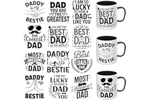 HERRYPENG 12 PCS UV DTF Cup Wrap Stickers, Fathers Day Quotes Rub on Transfers for Crafts, Permanent DIY Transfer Decals for 