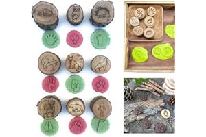 9 Pcs Forest Animal Footprint Stamps Creative Animal Footprint Decorative Stamps Wooden Tracks Stamp Kit Creative Wooden Craf