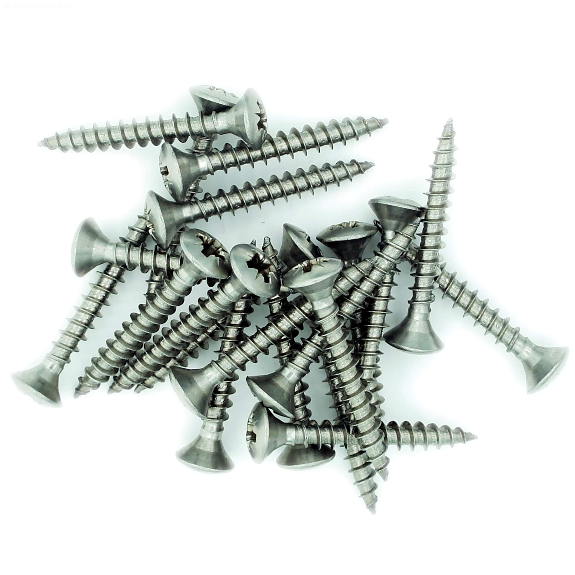 No.10 x 1.6 (5mm x 40mm) Pozi Raised Countersunk Chipboard Screw - Stainless Steel (A2) (Pack of 20)