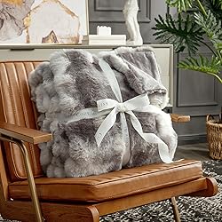 Cozy Bliss Faux Fur Throw Blanket for Couch, Fuzzy
