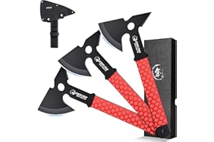 Dream Reach Throwing Axe Set - 3PCS Full Tang Throwing Hatchets with TPR Rubber Sleeve and Protective Sheaths for Recreation and Competition