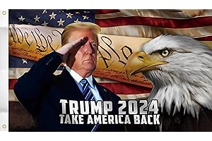 WENWELL Donald Trump Flag 2024 U.S Eagle We The People Take American Back,Trump Salute Flags 3×5 Ft Outdoor Indoor