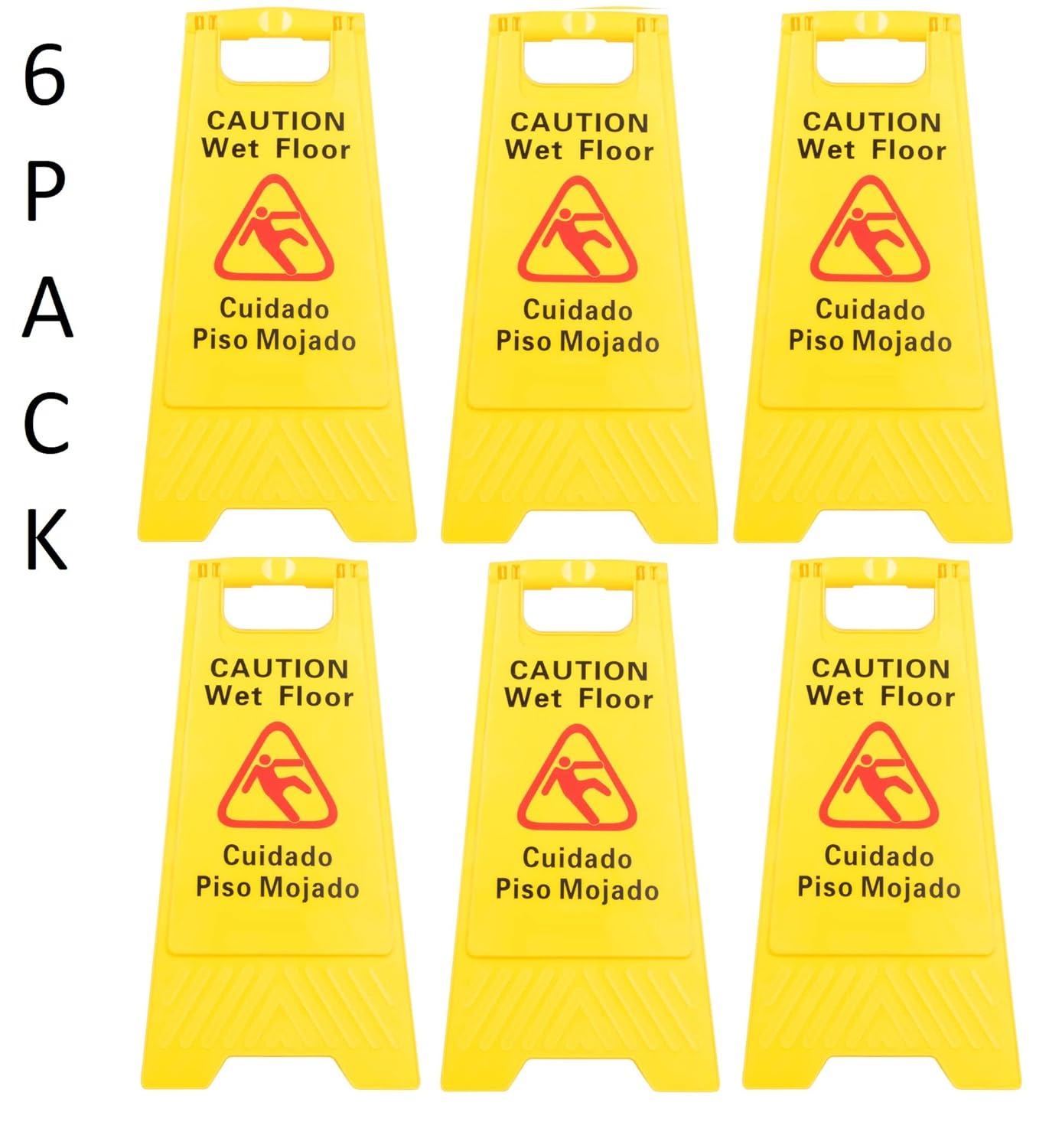 6 Pack Restaurant Caution Wet Mop Bucket Floor Yellow Folding Sign