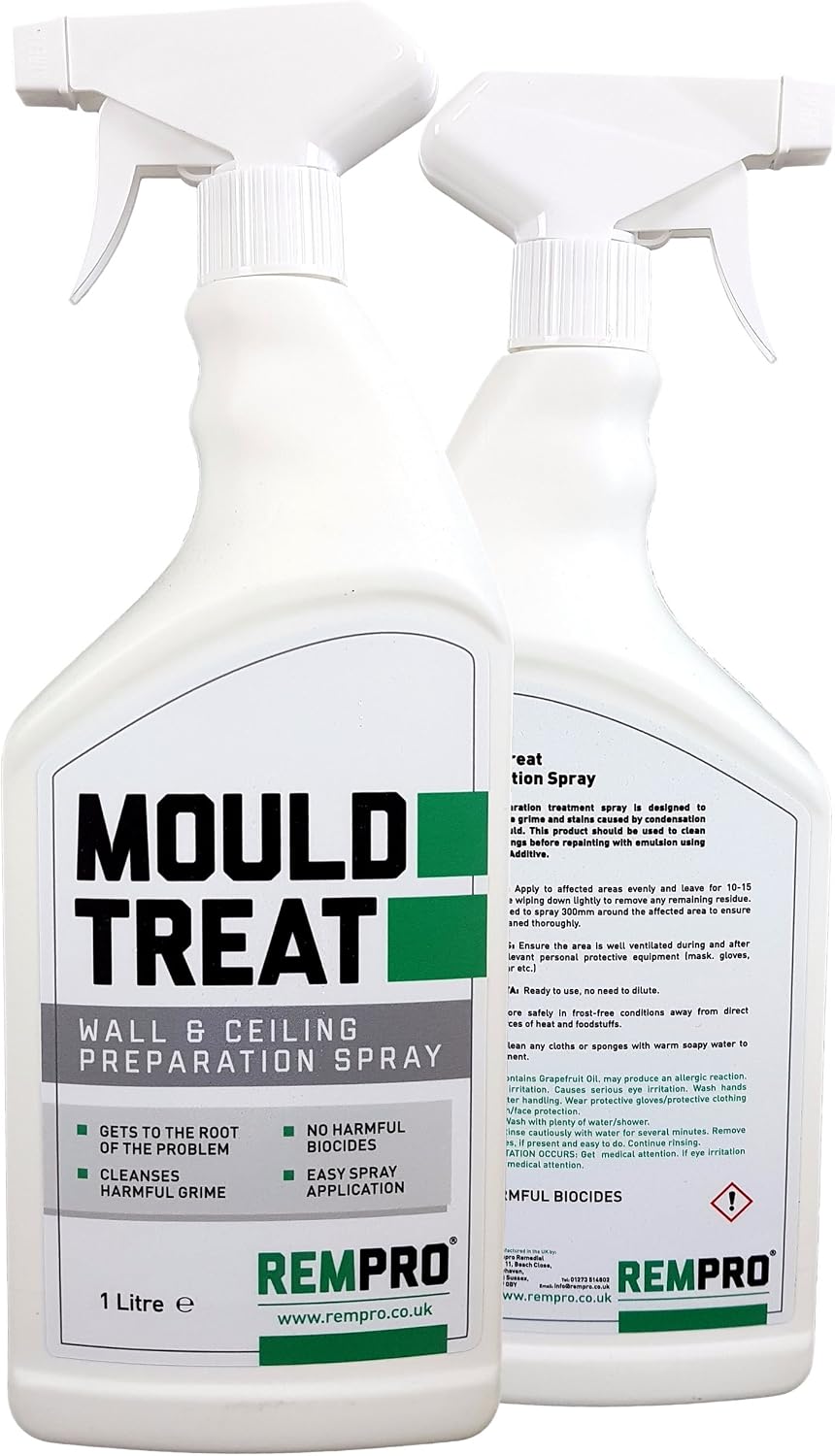 Rempro 1Ltr Anti Mould Spray,Mould Treat Wall & Ceiling Preparation Spray, Safe, Anti Mould & Mildew