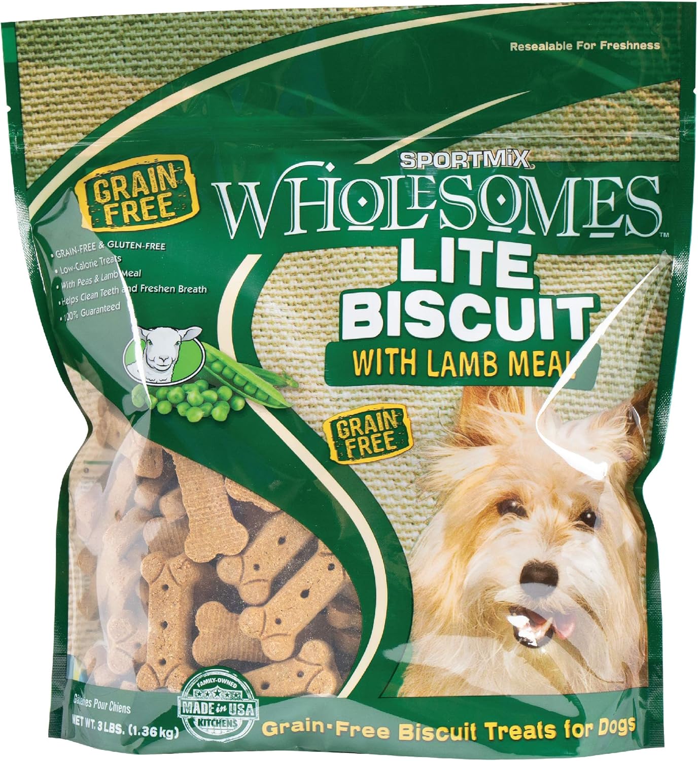 Sportmix Wholesomes Lite Biscuit with Lamb Meal Grain Free Dog Treats, 3 Lb.