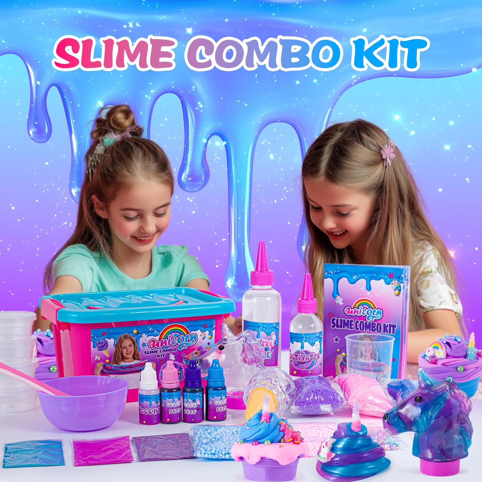 ZOnFRTO Mini Unicorn Slime Kit for Girls - Glimmer Crunchy, Butter, and Galaxy Slime for Kids 6-12 - Party Favors for Children