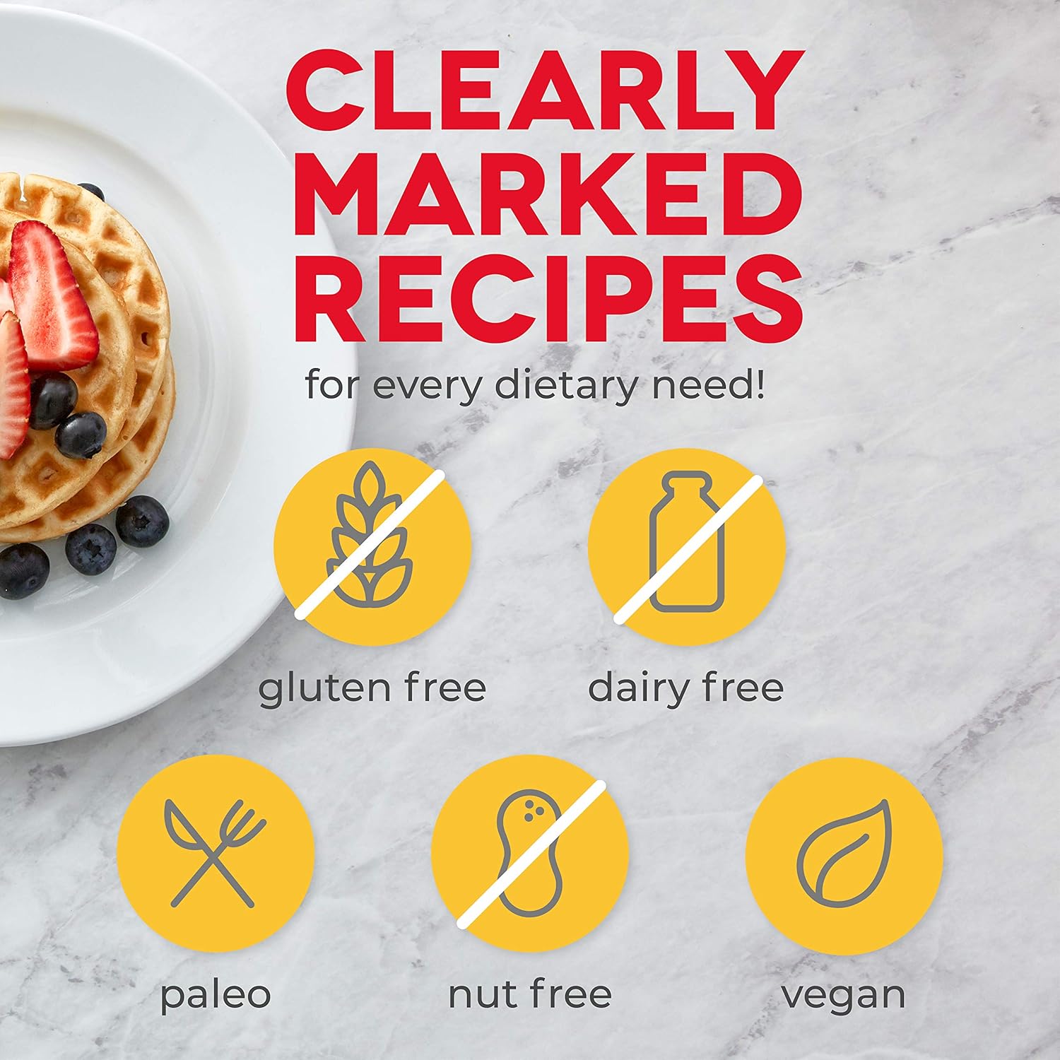 DASH DCB001MW Wonderful Mini Waffles Recipe Book with Gluten, Vegan, Paleo, Dairy + Nut Free Options, Over 80+ Easy to Follow Guides, Cookbook: Kitchen & Dining