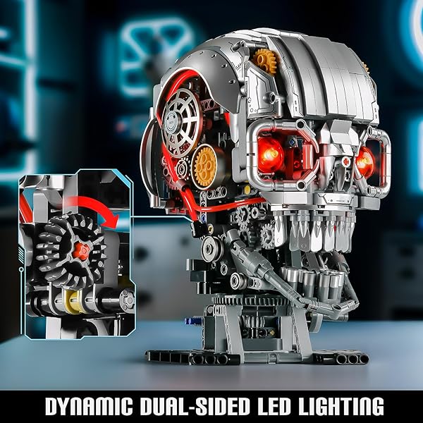 SATHIBI MECHANICAL SKULL BUILDING SET FOR ADULT,SKELETON HEAD BUILDING BLOCKS TOYS,BUILDABLE HORROR DISPLAY MODEL,COLLECTIBLE DECOR FOR HOME OR OFFICE,GIFT FOR MEN BOYS 8-14(1099PCS)