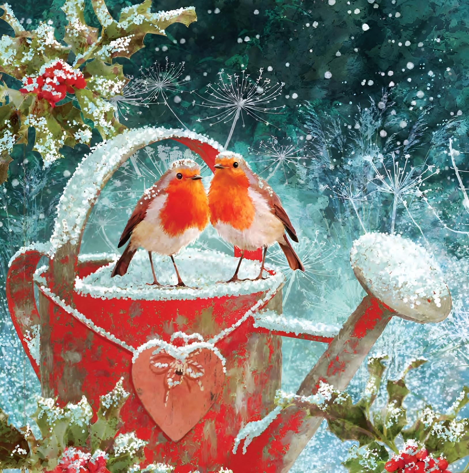 Noel Tatt Charity Christmas Card Pack of 10-2 Robin Snowy Garden Designs - Christmas Card Multipack - In Aid of UK Charities