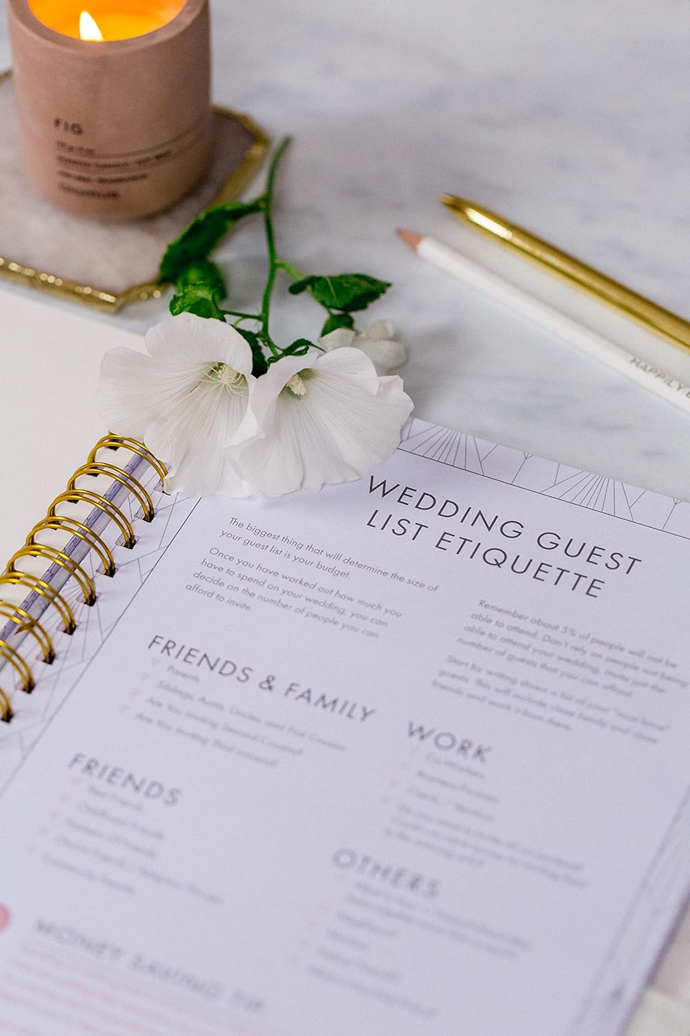 Wedding Planner Marble Gold - Undated Bridal Planning Diary Organizer - Hard Cover, Pockets & Online Support : Office Products