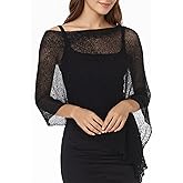 Baonmy Womens Sheer Poncho Top Crochet Knit Mesh Lightweight Shrug Shawl Boho Asymmetrical Ponchos for Formal Evening Dresses