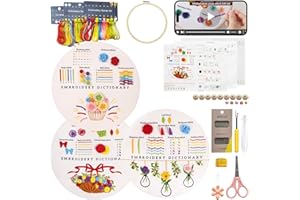 VIVAwisdom Embroidery kit Beginner；DIY Cross Stitch Kits for Beginners Adults；3 Sets Embroidery kit with Helpful Video tutorials and Clearly Instructions