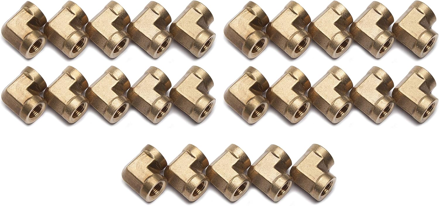 LTWFITTING Brass BSP Pipe Fitting Female 90 Deg 1/8-Inch BSPP Elbow Fuel Air(Pack of 25), 1/8" BSPP Female 90 Deg Elbow