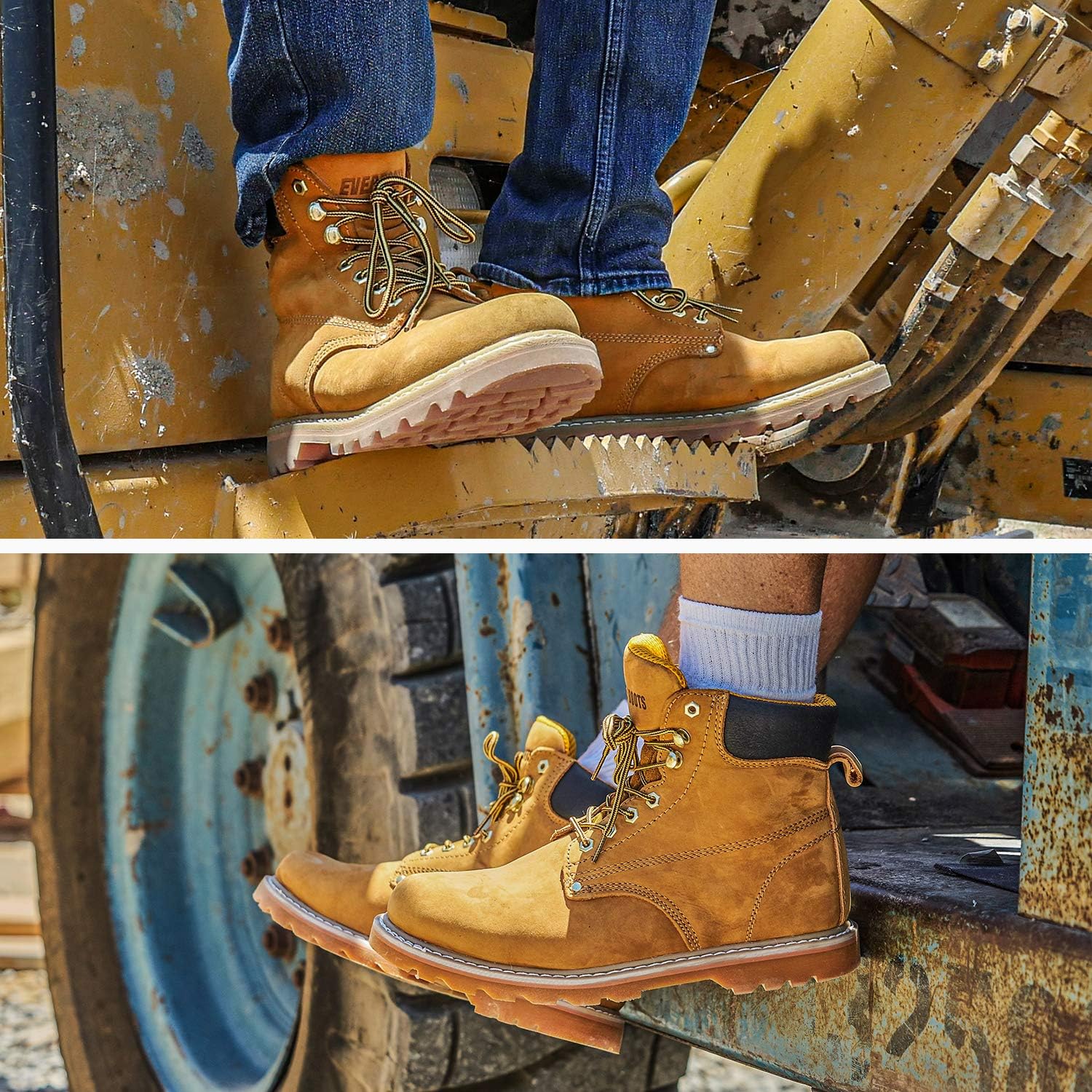  | EVER BOOTS "Tank Men's Soft Toe Oil Full Grain Leather Work Boots Construction Rubber Sole | Industrial & Construction Boots