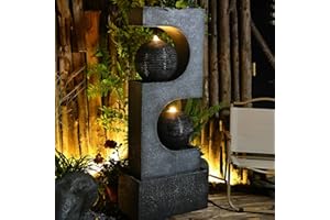 SERBILHOME Water Fountains Indoor Waterfall Outdoor Big 46.05'H Modern Waterfall Water Feature Indoor Fountain Outdoor Large with Lights Garden Fountain for Deck, Home Patio, Porch, Yard Decor