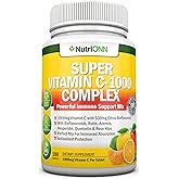 Super Vitamin C Complex - 1695Mg - 180 Tablets - With 530 mg Natural Citrus Bioflavonoids, Rose Hips, Rutin, Quercetin & Hesperidin For Increased Absorption - Advanced Immune Support - Non-GMO