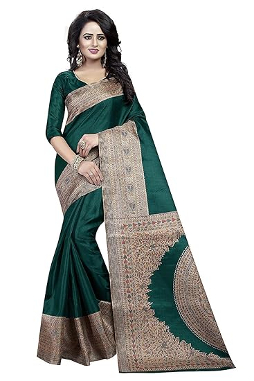 Hasti Womens Khadi Silk Saree With Free Blouse Piece(Green)