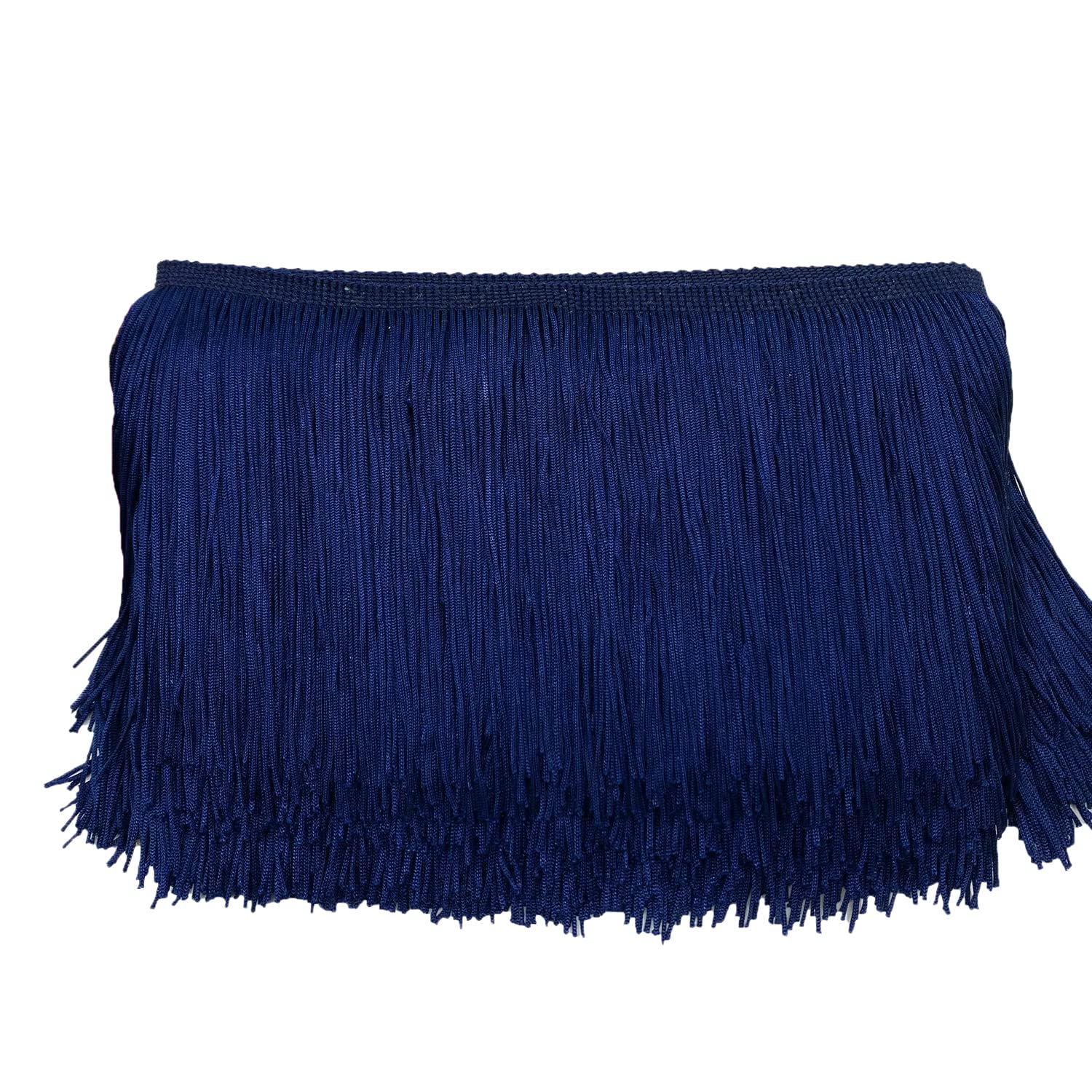 15 cm x 2 m fringe border, fringe tape, decorative ribbon, dance fringe, cut fringe, silk tassel, fringe ribbons for sewing, DIY crafts, clothing, lingerie, costumes, curtains, decoration, navy blue