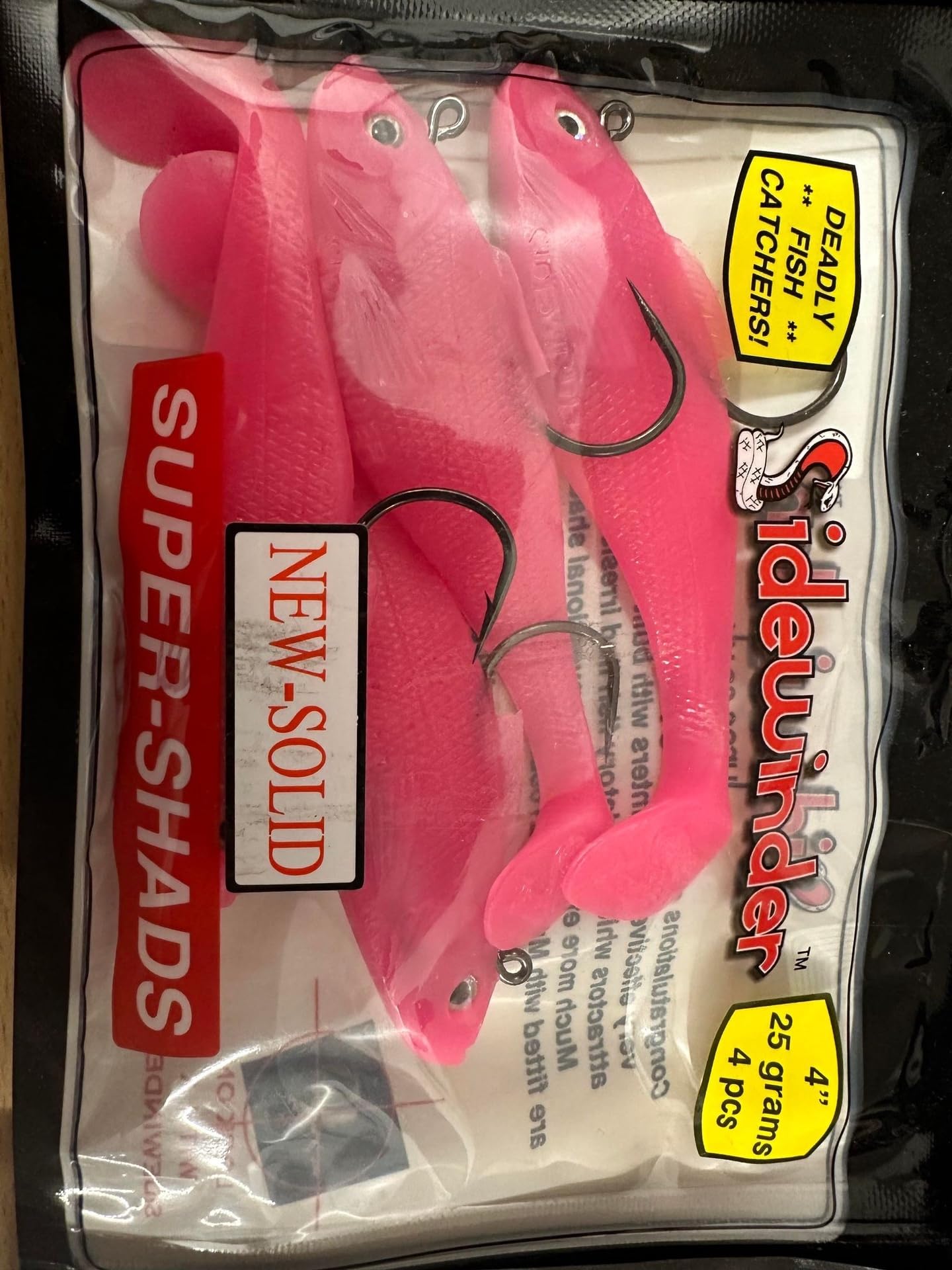 Sidewinder Super Solid Shads - 4"-25g -Hot Pink