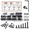 172 Pcs M6 Screws Assortment Kit, M6x 8/10/12/16/20/25/30/35mm M6 Bolts Kit 12.9 Alloy Steel Nuts and Bolts Assortment Kit Black Zinc Plated Hex Socket Head Screws Nuts Bolts and Washers Set