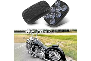JMTBNO Black Universal Motorcycle Solo Seat Leather Pillion Pad 8 Suction Cups Rear Passenger Seat Compatible with Harley Sportster Bobber Chopper Custom Bike (Black-Diamond Style)
