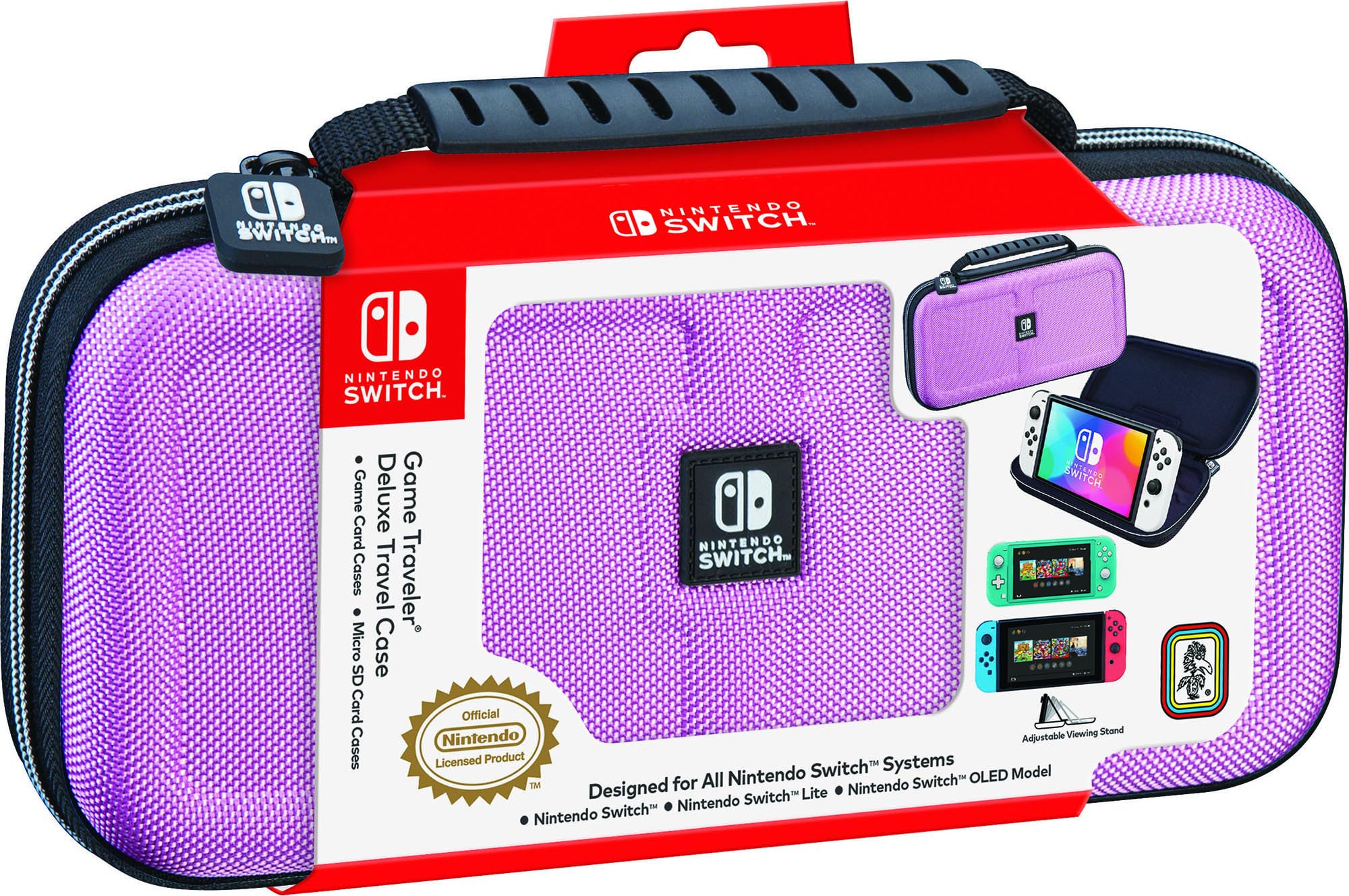 Game Traveler RDS – Officially Licensed Nintendo Switch Deluxe OLED, Nintendo Switch, & Switch Lite Case - Pink Ballistic Nylon, Viewing Stand, & Bonus Game Cases, #1 Selling Case in USA