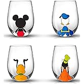 JoyJolt Disney Mickey Mouse Squad Collection Tumblers. 15oz Stemless Wine Glasses Set of 4 Stemless Drinking Glasses. Gifts Stuff, Wine Glass Mickey Mouse Cup Set