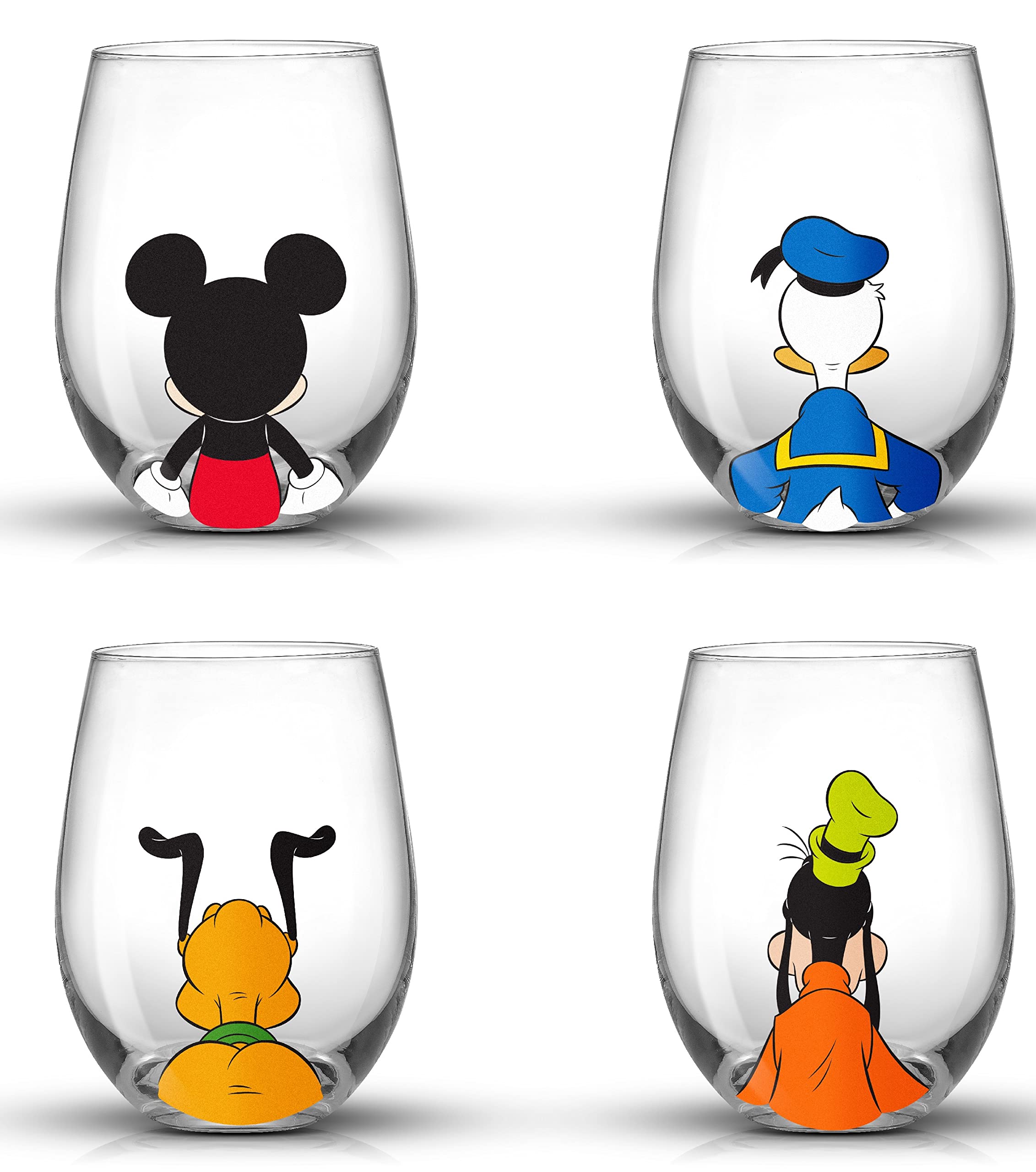 JoyJolt Disney Mickey Mouse Squad Collection Tumblers. 15oz Stemless Wine Glasses Set of 4 Stemless Drinking Glasses. Gifts Stuff, Wine Glass Mickey Mouse Cup Set Image