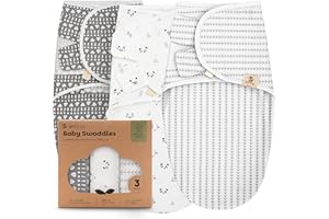 Sweety Fox 3-Pack Organic Baby Swaddle Sleep Sacks - Swaddles for Newborns, Infant 0-3 Months, Baby Girls, Boys, Soft & Snug Newborn Sleep Sack, Nursery Swaddling Blankets, Velcro Closure (Forest)
