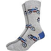 Good Luck Sock Men's Motorcycle Crew Socks,Large (Shoe size 7-12),Grey