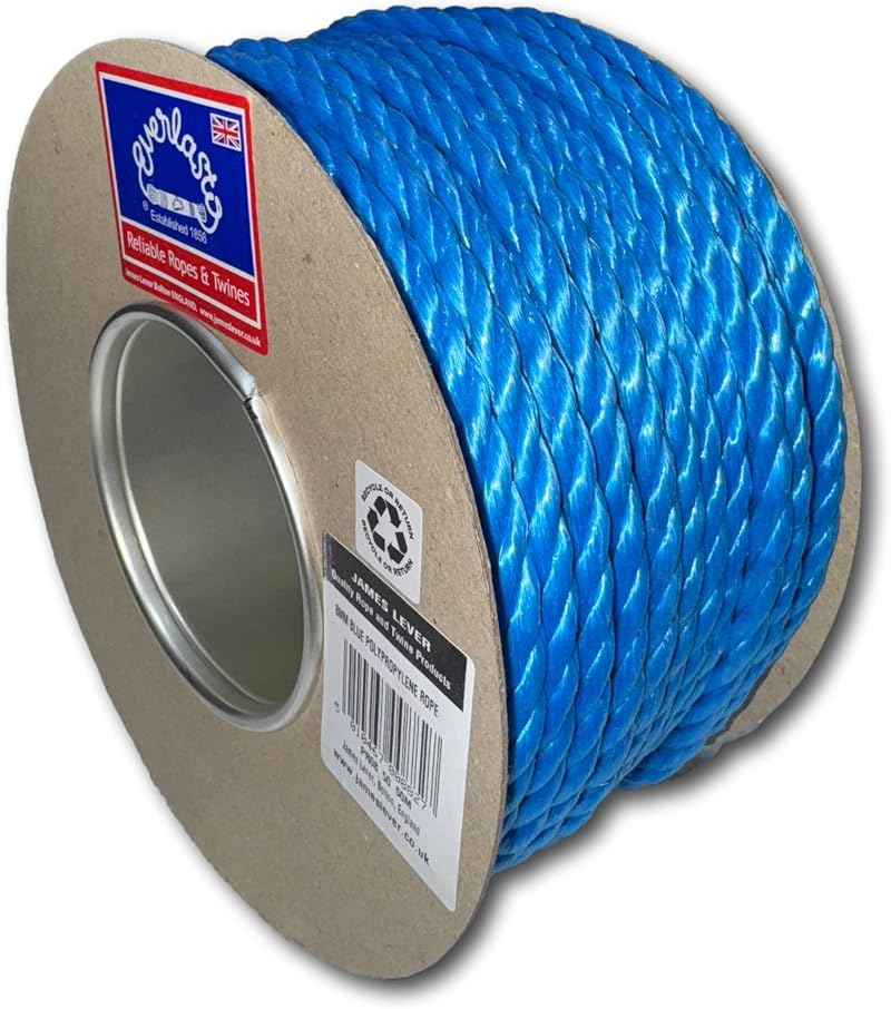 Everlasto 50m Blue Polypropylene Rope 6mm 8mm 10mm 12mm 14mm Trade Reel