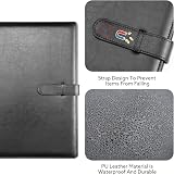 Thboxes A4 Portfolio Folder with Ring Binder 45 Pockets Faux Leather Black view 4