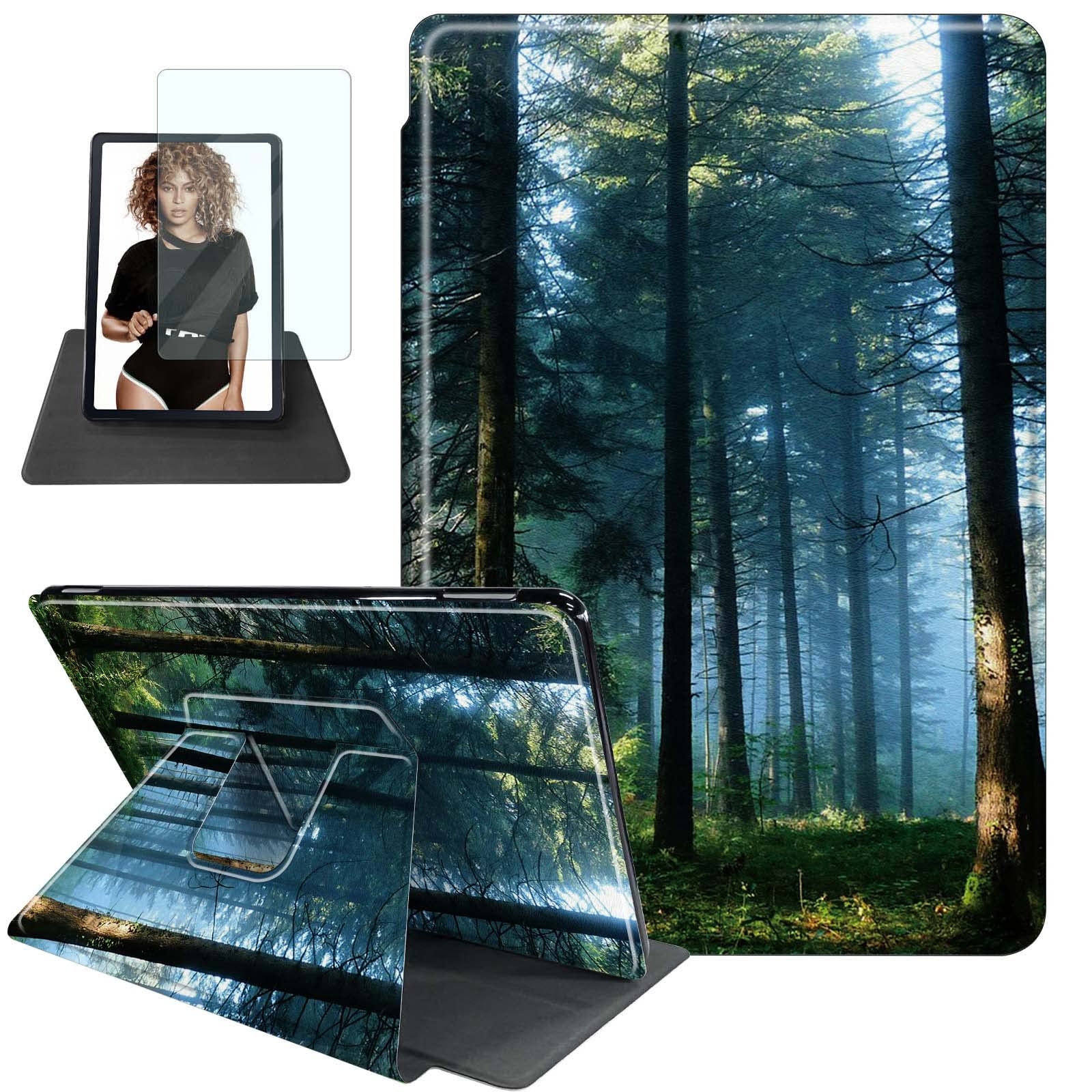Photo 1 of Case Fits 6" All-New Kindle (11th Generation 2022 Release)+ Screen Protector, 360 Degree Rotating Swivel PU Leather Stand Cover with Auto Sleep/Wake for Kindle 11th E-Reader,Nature Misty Forest