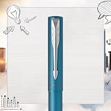 Parker Vector XL Fountain Pen Metallic Teal Lacquer Brass Medium Nib view 5