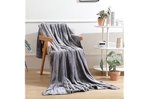 USERF Grey Fleece Throw Blanket for Couch Chair Sofa, Soft Warm Fuzzy Cozy Blankets for Women Men, 300GSM Room Decor Flannel Microfiber Blankets for All Seasons, 50x60 Inches