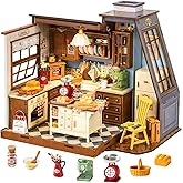 Rolife DIY Dollhouse Miniature House Kit 1:18 Scale Baking Kictchen with Pitched Roof Window, Diorama Tiny House Building Kit Crafts for Adults Home Decor Gift for Women Men Her