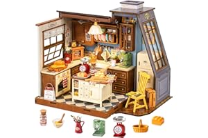 Rolife DIY Dollhouse Miniature House Kit 1:18 Scale Baking Kictchen with Pitched Roof Window, Diorama Tiny House Building Kit