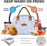 HOMESPON Insulated Lunch Bag for Women Men Blue Daisy Large Capacity view 4