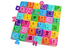 NASHRIO Wooden Alphabet Puzzles for Toddlers 2-4, Alphabet and Number Puzzle with ABC Learning for Toddlers 1-3, Preschool Learning Toys with Chunky ABC Puzzle Board for Girls Boys Kindergarten Ages 1 2 3 4