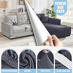 L Shape Sofa Couch Covers Super Stretch 2pcs, 3 + 3