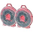 IRIS USA 24" Wreath Storage Container With Latches and Handle, 2 Pack, For Holiday Garland/Wreath, Holiday Decorations, and Heavy Duty, Portable, High Protection, and Space Saving Storage, Clear/Red