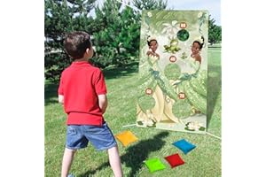 RENBANGUS Princess and The Frog Toss Games Banner with 4 Bean Bags,Princess Tiana Decorations Games for Kids,Princess Frog Themed Indoor Outdoor Toss Game Birthday Decorations Party Supplies