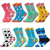 Fun Colorful Socks Patterned Funky Happy Crew Sock Combed Cotton Stockings Packs