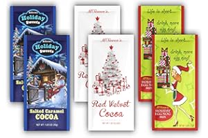 MCSTEVEN'S Christmas Hot Cocoa Hot Chocolate Gift Set of SIX (6) Single Serve Packets - Gourmet Gift or Stocking Stuffer (Red Velvet, Egg Nog, and Salted Caramel)