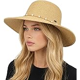 Funky Junque Wide Brim Panama Sun Hat Packable Straw Hat for Beach, Summer & Vacation UPF 50+