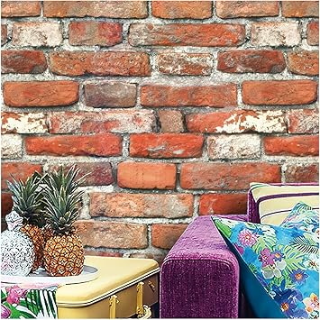 Rollo De Papel Pintado De Ladrillo Marron Gris 3d Vintage