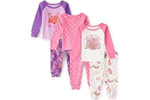 The Children's Place Baby Girl's and Toddler Long Sleeve Top and Pants Snug Fit 100% Cotton 3 Pack Pajama Set